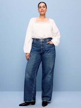 NWT Old Navy Extra High-Waisted Wide-Leg Dark Wash Jeans Plus Size 22